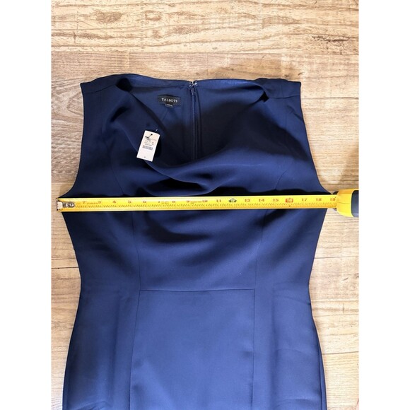 Talbots Dress Navy Blue Cowl Neck Sheath Midi Size 6 NWT ($179) - Picture 4 of 5